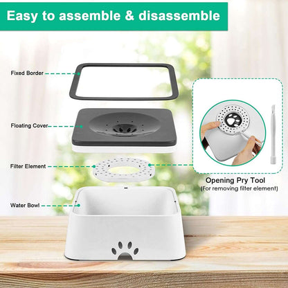2.5L Dog Water Bowl 85Oz LTAILSOFHOME transparent cat carrier backpack for small pets and puppiesarge Capacity Dog Bowls No Spill Pet Water Dispenser for Messy Drinkers Splash Proof Slow Feeder Vehicle Carried Travel Bowl for Dogs, Cats &amp;Pets