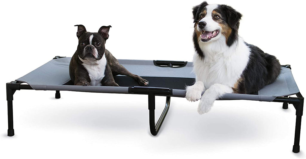K&H Outdoor Elevated Dog Bed - Cooling Raised Dog Bed for Large & Extra-Large Pets, Breathable Mesh Center Hammock Design, Indoor/Outdoor Washable Cover, Portable Metal Frame, Gray, XL 50X32In