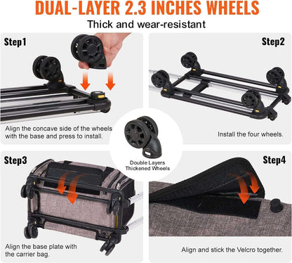 TAILSOFHOME Cat Carrier with Wheels for Travel and Transport