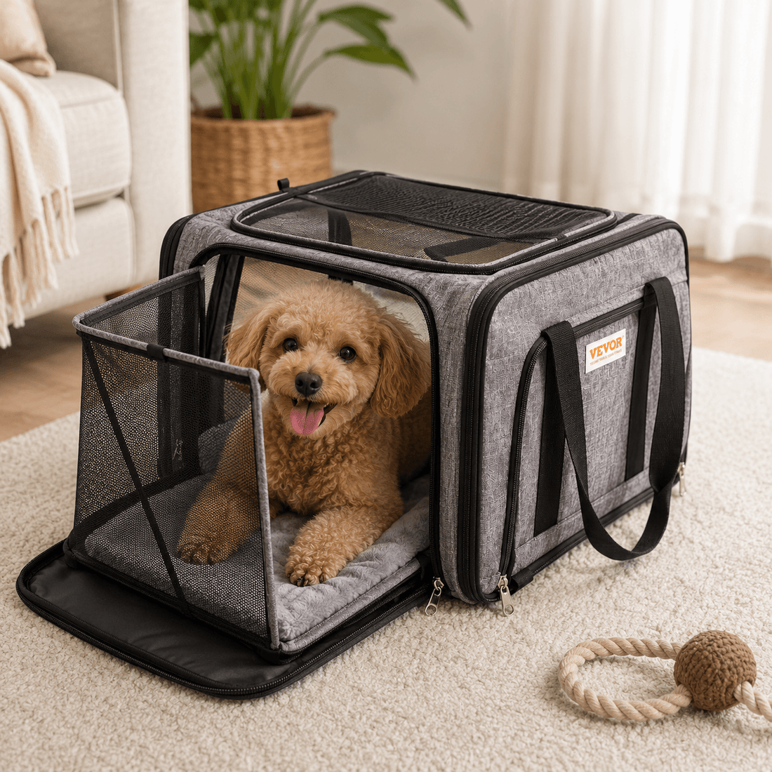 TAILSOFHOME Cat Carrier with Wheels for Travel and Transport